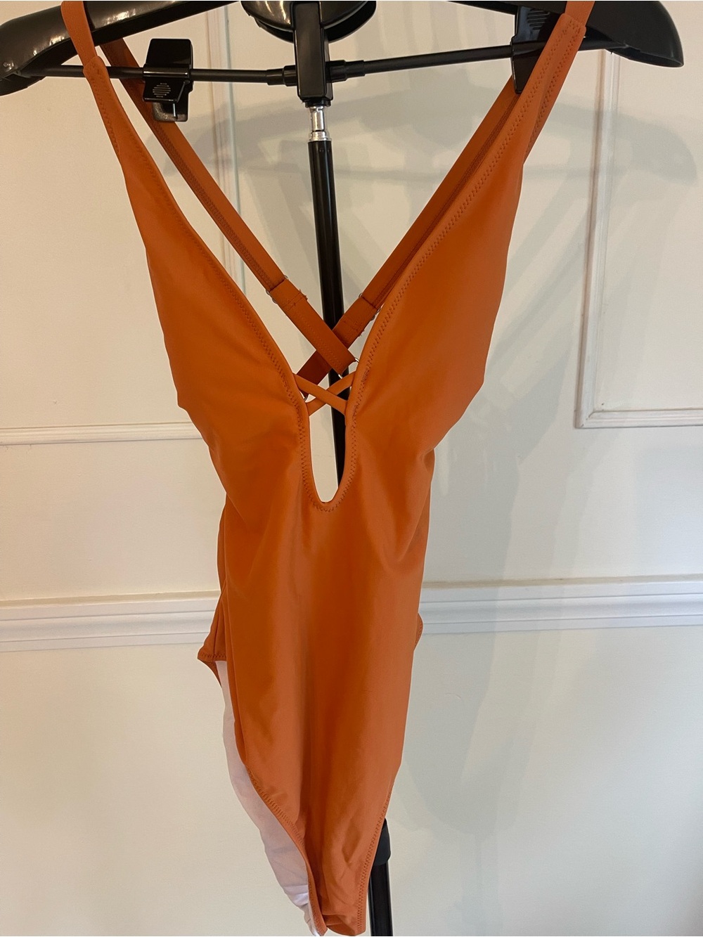 Women's Orange One-Piece Swimsuit with Crisscross Back